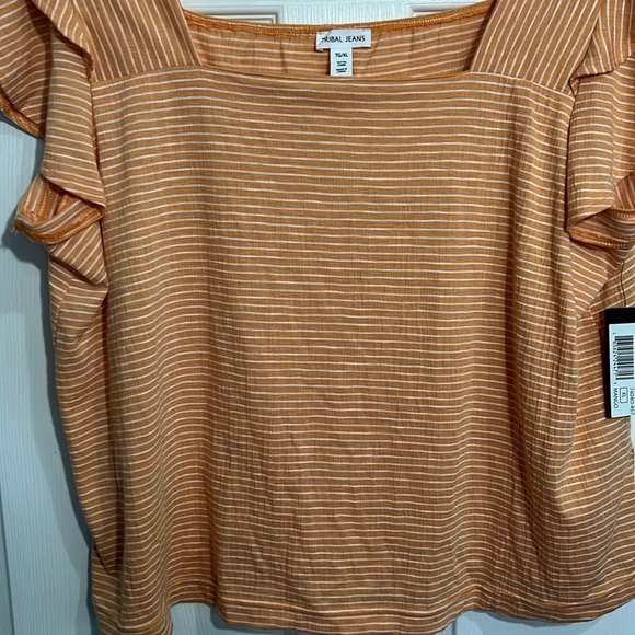 Tribal Jeans women’s top mango and white striped - Size XL NWT - Picture 2 of 7
